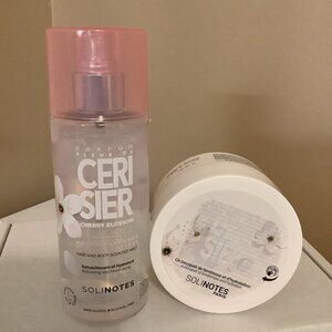 Solinotes Cherry Blossom Gentle Body Balm & Hair & Body Mist. New